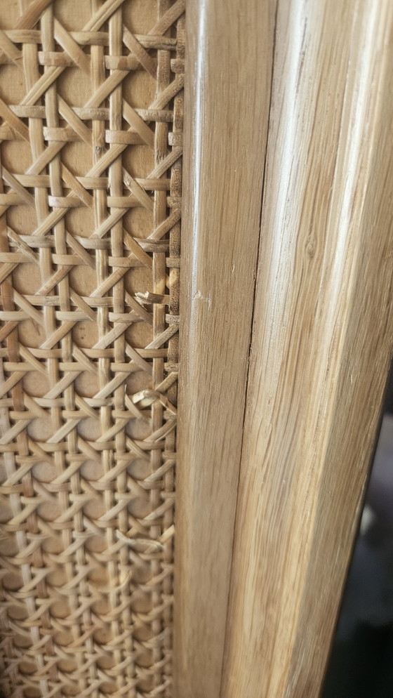 Image 1 of Grand miroir vintage en rotin par Simons 70s