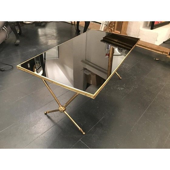 Image 1 of Table basse vintage en laiton et opaline par Raphaël Raffel, 1960