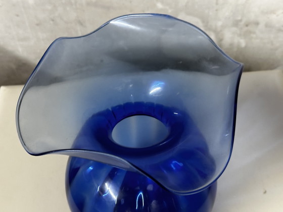 Image 1 of  Vase Bleu Cobalt Style Lancel - Forme Boule Et Collerette H 25 Cm