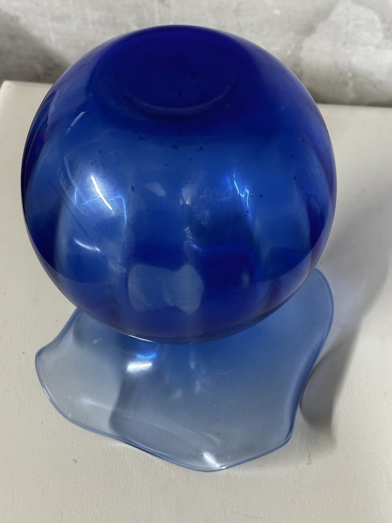 Image 1 of  Vase Bleu Cobalt Style Lancel - Forme Boule Et Collerette H 25 Cm