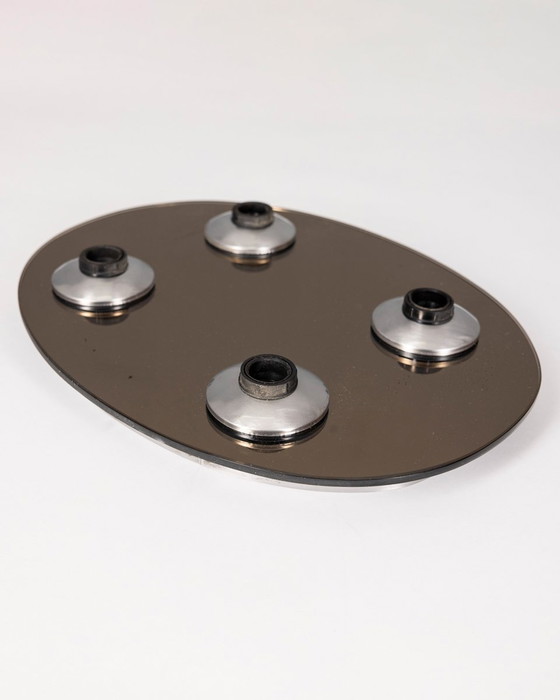 Image 1 of Plafonnier Vintage 1960S en verre avec 4 lumières Design Italien