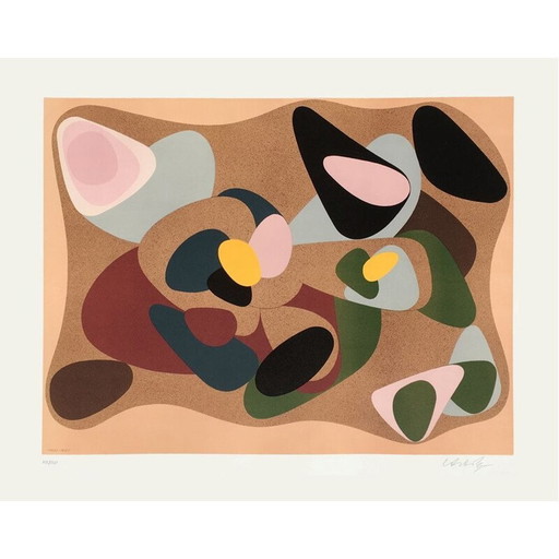 Vintage lithograph by Victor Vasarely, 1988
