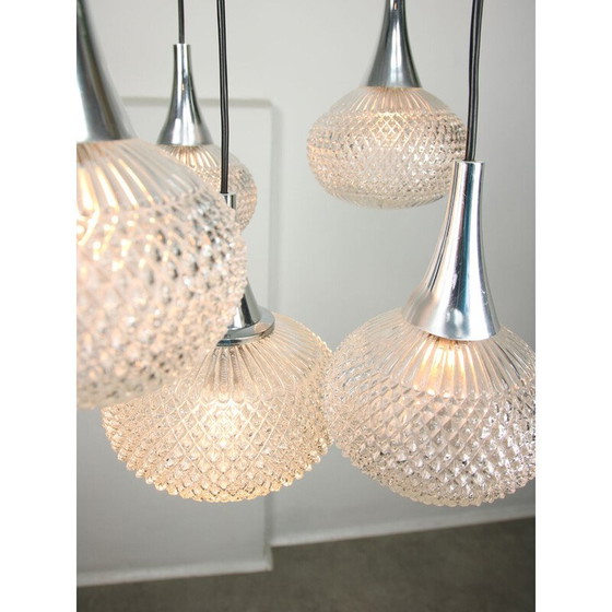 Image 1 of Lustre vintage en cristal et chrome, Italie 1970