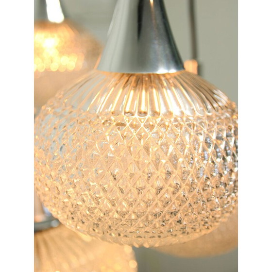 Image 1 of Lustre vintage en cristal et chrome, Italie 1970
