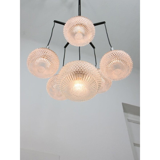 Image 1 of Lustre vintage en cristal et chrome, Italie 1970