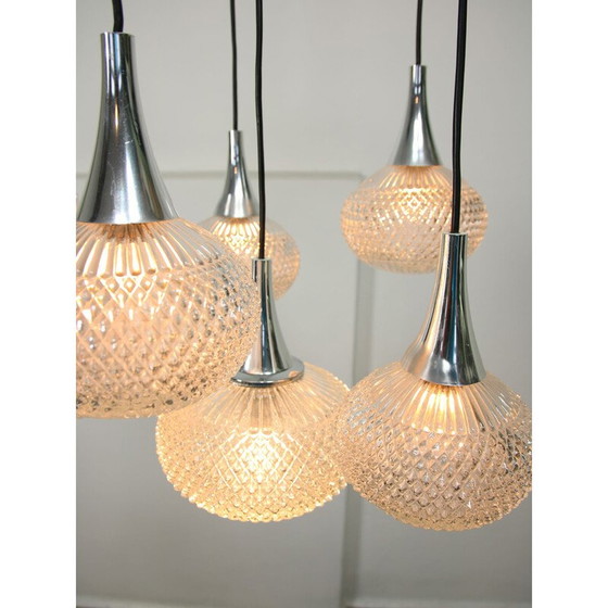 Image 1 of Lustre vintage en cristal et chrome, Italie 1970