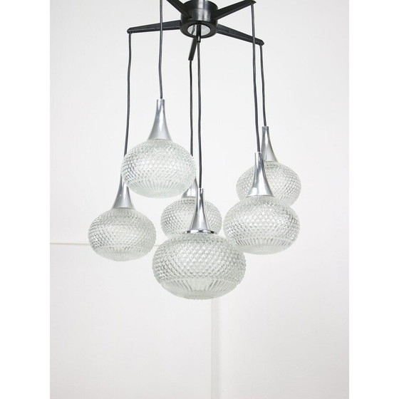 Image 1 of Lustre vintage en cristal et chrome, Italie 1970