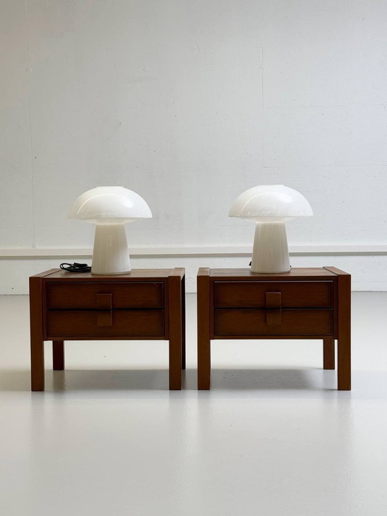 Image 1 of Magnifique lampe de table en verre en forme de champignon, provenant du Limbourg, en Allemagne, années 1970.