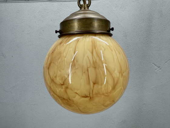 Image 1 of Lampe pendante art déco marbrée unique