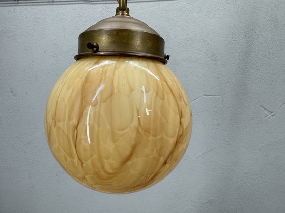 Image 1 of Lampe pendante art déco marbrée unique