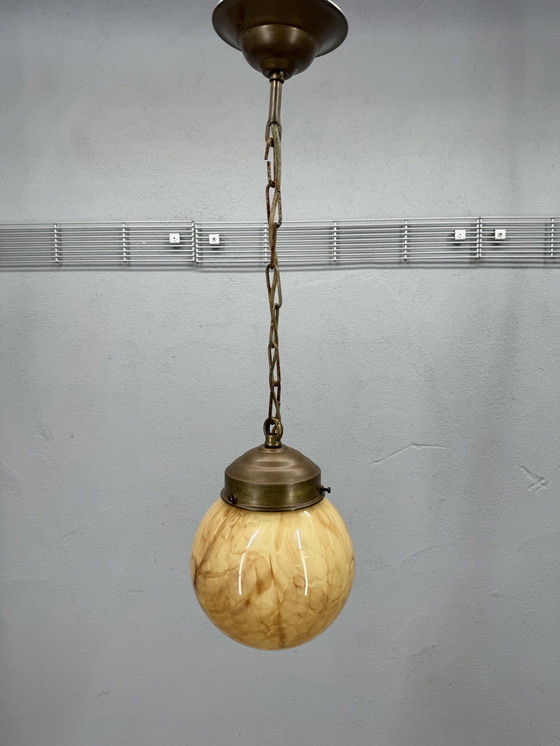 Image 1 of Lampe pendante art déco marbrée unique