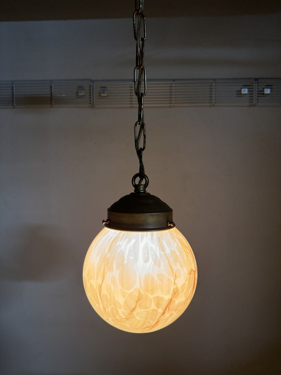 Image 1 of Lampe pendante art déco marbrée unique