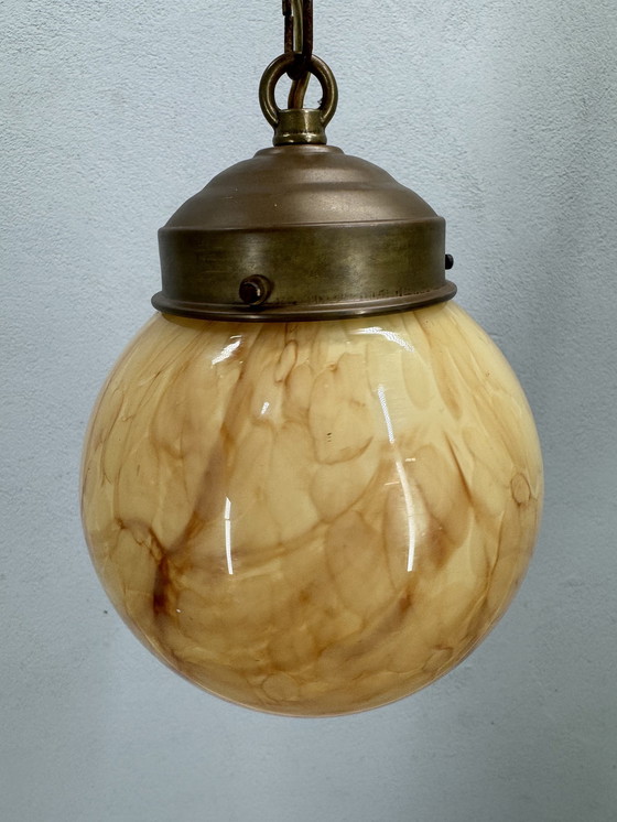 Image 1 of Lampe pendante art déco marbrée unique