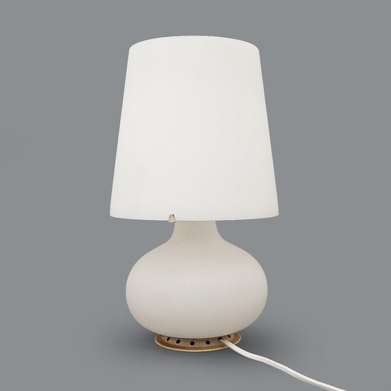 Image 1 of Paire de lampes de table vintage modèle 1853 en métal et verre opalin par Max Ingrand pour Fontana Arte, 1960