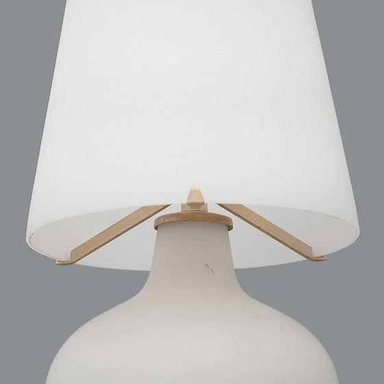 Image 1 of Paire de lampes de table vintage modèle 1853 en métal et verre opalin par Max Ingrand pour Fontana Arte, 1960