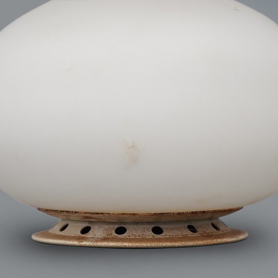 Image 1 of Paire de lampes de table vintage modèle 1853 en métal et verre opalin par Max Ingrand pour Fontana Arte, 1960