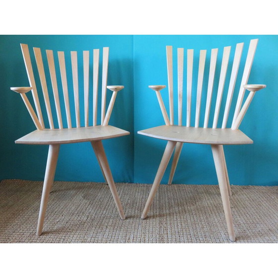 Image 1 of Paire de fauteuils vintage avec pieds coniques ronds