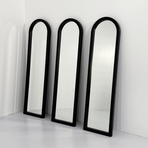 Miroir à cadre noir par Anna Castelli Ferrieri pour Kartell, 1980S