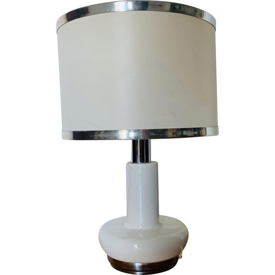 Image 1 of Lampe vintage en métal chromé et céramique blanche, 1970