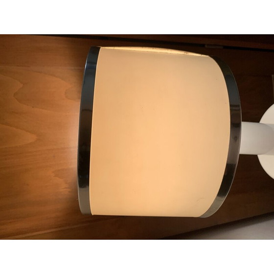 Image 1 of Lampe vintage en métal chromé et céramique blanche, 1970