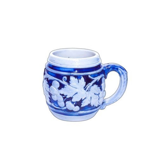 Image 1 of Set antique de pichets et de tasses en grès bleu et blanc