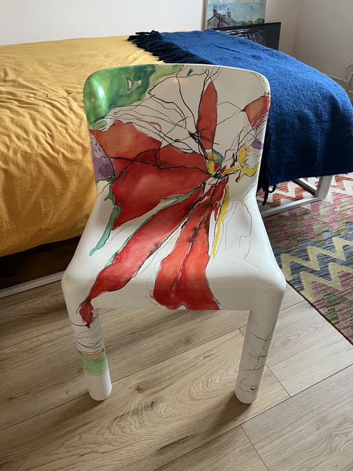 Kartell Plastic Chair 4875 By Carlo Bartoli, Painted By Anne Kiesecoms