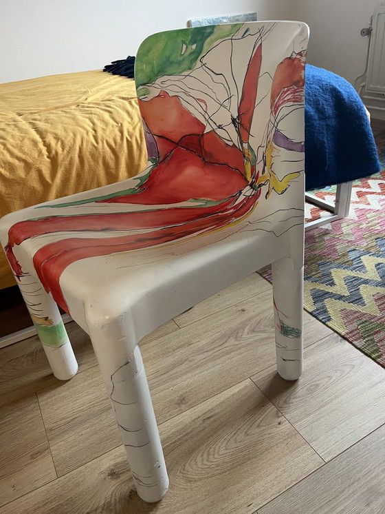 Image 1 of Kartell Plastic Chair 4875 By Carlo Bartoli, Painted By Anne Kiesecoms