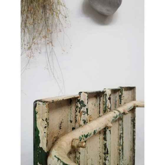 Image 1 of Tabouret industriel vintage en vert et blanc, années 1950