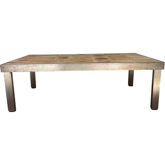Image 1 of Table basse vintage en grès et métal de Roger Capron, 1960