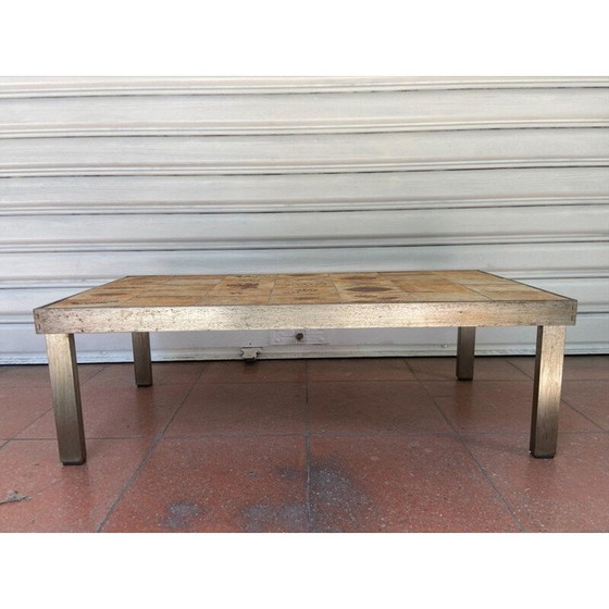 Image 1 of Table basse vintage en grès et métal de Roger Capron, 1960