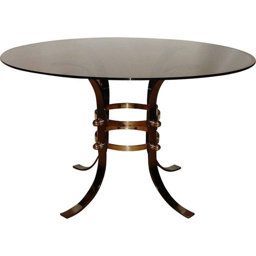 Table basse vintage en métal et verre, 1970