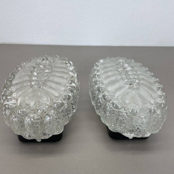 Image 1 of Ensemble de deux appliques murales en verre "Bubble" de style Tynell, Allemagne, années 1970