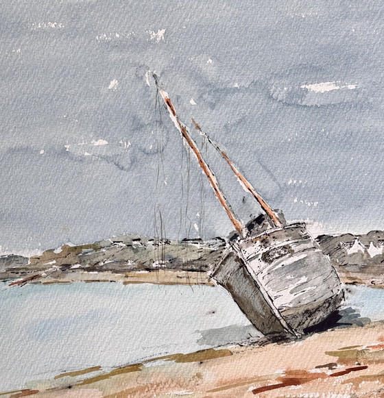 Image 1 of 4 Très Belles Aquarelles «  Bord De Mer «  Paysage Français, Belles Peintures 