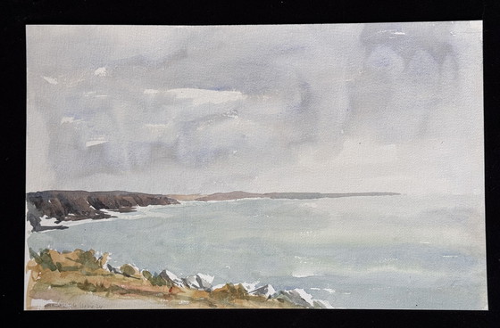 Image 1 of 4 Très Belles Aquarelles «  Bord De Mer «  Paysage Français, Belles Peintures 