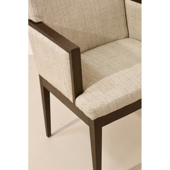 Image 1 of Fauteuil cube vintage en tissu chiné et bois, 1960