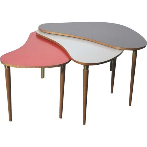 Ensemble de 3 tables basses vintage, 1950