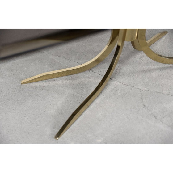 Image 1 of Table basse vintage en laiton et verre fumé foncé, 1970