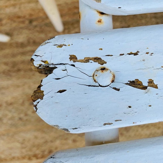 Image 1 of Ensemble de 5 chaises vintage en bois blanc et acier