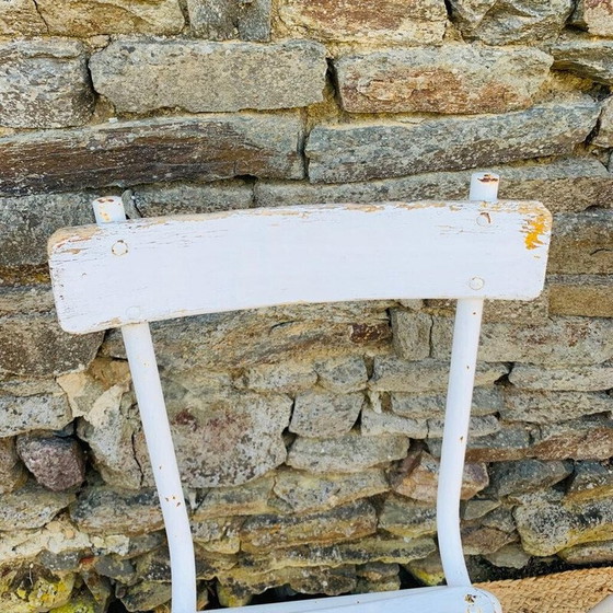 Image 1 of Ensemble de 5 chaises vintage en bois blanc et acier