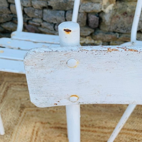 Image 1 of Ensemble de 5 chaises vintage en bois blanc et acier