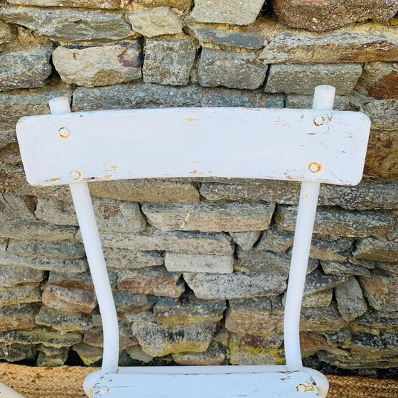 Image 1 of Ensemble de 5 chaises vintage en bois blanc et acier