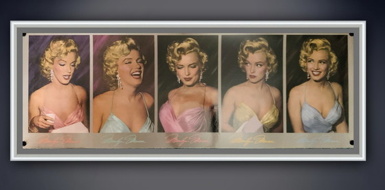 Image 1 of Marilyn Monroe "Cinq fois Marilyn, 1987". Signé dans la plaque. Phil Stern. Photo lithographique en couleur,