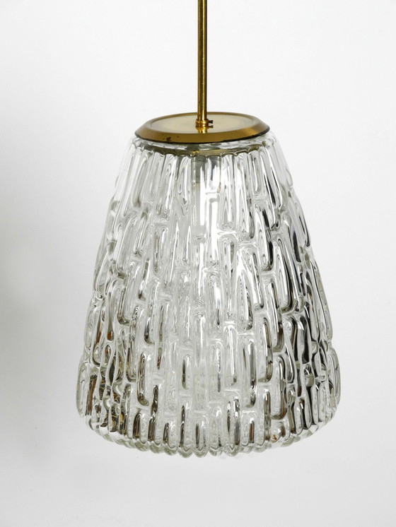 Image 1 of Extrêmement rare et lourde lampe pendante en verre du milieu du siècle par Rupert Nikoll Vienne