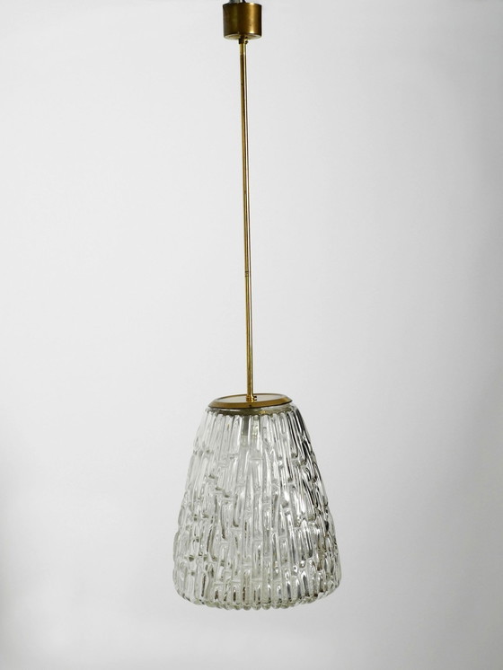 Image 1 of Extrêmement rare et lourde lampe pendante en verre du milieu du siècle par Rupert Nikoll Vienne