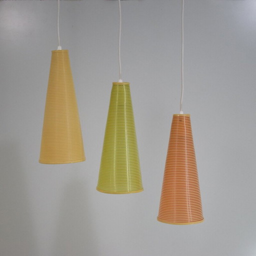 Jeu de 3 suspensions Rotaflex Rhodoid pour Disderot ARP, 1950