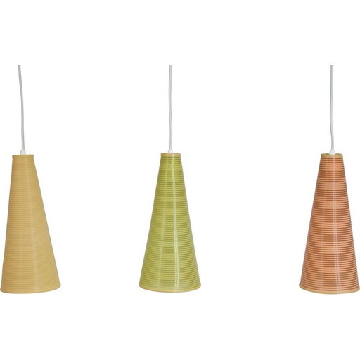 Jeu de 3 suspensions Rotaflex Rhodoid pour Disderot ARP, 1950