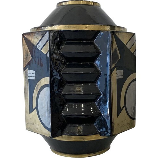 Vase vintage en céramique art déco par Robert Lallemant, France 1940