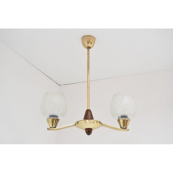 Image 1 of Lustre vintage en laiton par Lidokov, Tchécoslovaquie 1960