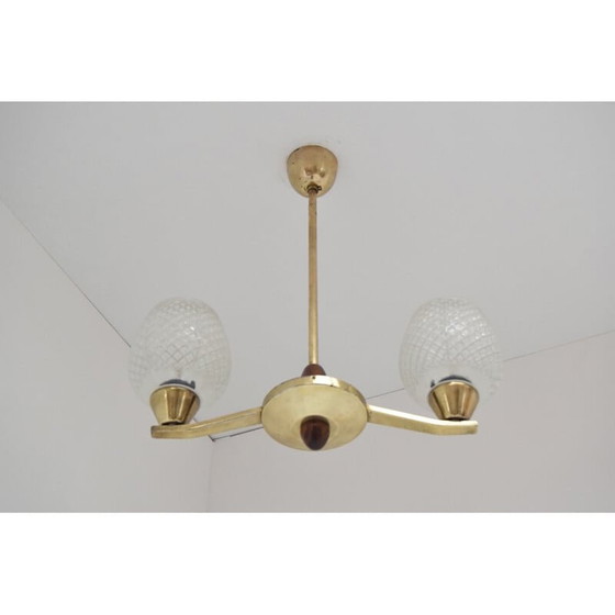 Image 1 of Lustre vintage en laiton par Lidokov, Tchécoslovaquie 1960