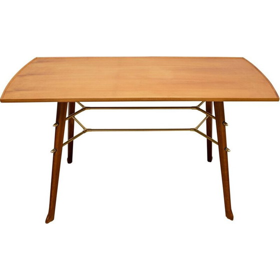Image 1 of Table basse vintage en cerisier et laiton, 1950